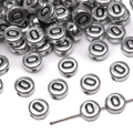 DIY 4x7mm silver acrylic round letter beads with black printed character O for jewelry - 4x7mm (50 Pieces/Pack) / Letter O