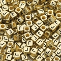 Golden 6mm acrylic alphabet cube beads with black letter J for DIY jewelry making - Letter J / 6x6mm (50 Pieces/Pack)
