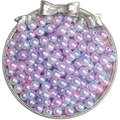Pink and blue gradient AB iridescent 8mm ABS pearls in a silver bow tray for DIY jewelry - Diameter 4mm Aperture Approx. 1mm 300 Pieces/Pack / Pink and Purple Series
