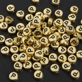 Golden 4x7mm acrylic alphabet beads with black letter P for DIY jewelry making - 4x7mm Hole approx 1mm Gold with Black Letter (50 Pieces/Pack) / Letter P