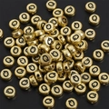 Golden 4x7mm acrylic alphabet beads with black letter Q for DIY jewelry making - 4x7mm Hole approx 1mm Gold with Black Letter (50 Pieces/Pack) / Letter Q