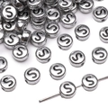 Silver acrylic alphabet bead with letter S for DIY necklace and jewelry making - 4x7mm (50 Pieces/Pack) / Letter S