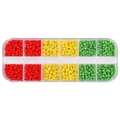 Kit de perles DIY 12 compartiments avec perles 3mm rouge, jaune et vert pour bijoux - Rouge Jaune Vert Mat