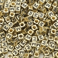 Golden acrylic 6mm square alphabet beads with letter M for DIY jewelry making - Letter M / 6x6mm (50 Pieces/Pack)