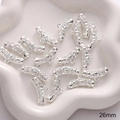 Silver hollow floral curved tube DIY bead connector with ring, length 26mm - Engraved Connector Style 9