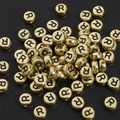 DIY gold 4x7mm acrylic alphabet beads with black letter R for handmade necklaces - 4x7mm Hole approx 1mm Gold with Black Letter (50 Pieces/Pack) / Letter R