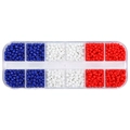 Kit de perles de rocaille 3mm bleu, blanc, rouge avec boîte de rangement 12 cases - Rouge Blanc Bleu Mat