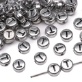 Silver round acrylic alphabet bead with letter T for DIY jewelry and necklaces - 4x7mm (50 Pieces/Pack) / Letter T