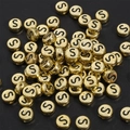 Golden 4x7mm acrylic letter S beads for DIY handmade necklace and jewelry making - 4x7mm Hole approx 1mm Gold with Black Letter (50 Pieces/Pack) / Letter S