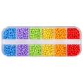 Kit de perles de rocaille 3mm en boîte de 12 compartiments pour bijoux arc-en-ciel - Série Arc-en-ciel Mat
