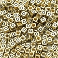 6mm gold cube letter O acrylic spacer beads for personalized DIY jewelry making - Letter O / 6x6mm (50 Pieces/Pack)