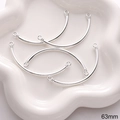 Silver 63mm curved spacer tube with double hanging loops for DIY jewelry making - Smooth Curved Tube Style 13