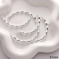 Silver-plated bamboo-textured alloy jewelry connectors, 61mm diameter for DIY bracelets - Bamboo Texture Curved Bar Style 14