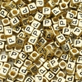 6mm cube gold acrylic letter P beads for DIY jewelry making and handmade necklaces - Letter P / 6x6mm (50 Pieces/Pack)