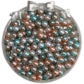 Metallic gradient ABS faux pearl beads set in bronze, teal, and silver for DIY jewelry - Champagne Brown