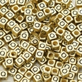 6mm gold acrylic square alphabet beads with letter Q for DIY jewelry making - Letter Q / 6x6mm (50 Pieces/Pack)