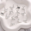 Detailed silver butterfly alloy charms for DIY bracelets, size 18x14mm set on a white tray - Butterfly Style 19