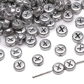 Silver 4x7mm acrylic letter beads with black X symbol for DIY jewelry making - 4x7mm (50 Pieces/Pack) / Letter X