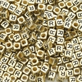 6x6mm gold acrylic square alphabet bead with letter R for DIY jewelry making - Letter R / 6x6mm (50 Pieces/Pack)