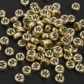 DIY jewelry beads 4x7mm acrylic gold letter W or M for personalized bracelets - 4x7mm Hole approx 1mm Gold with Black Letter (50 Pieces/Pack) / Letter W