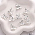 Silver butterfly alloy pendant 21x22mm with textured wings for DIY jewelry making - Butterfly Style 22