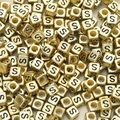 Golden 6x6mm acrylic cube beads with black letter S for DIY necklace jewelry making - Letter S / 6x6mm (50 Pieces/Pack)
