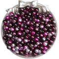 Mix of 4-10mm round purple and silver ABS pearls with holes for DIY jewelry making - Coffee Rose Red