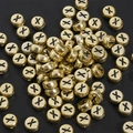 Golden acrylic round bead with black letter X for DIY jewelry and necklace making - 4x7mm Hole approx 1mm Gold with Black Letter (50 Pieces/Pack) / Letter X