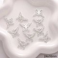 Silver hollow butterfly DIY charm connectors 24x16mm for bracelet making - Butterfly Connector Style 23