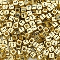 6mm cube gold acrylic beads with black letter T for DIY jewelry and necklaces - Letter T / 6x6mm (50 Pieces/Pack)