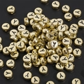 Golden acrylic 4x7mm flat round bead with black letter Y for DIY jewelry making - 4x7mm Hole approx 1mm Gold with Black Letter (50 Pieces/Pack) / Letter Y