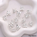 Silver butterfly metal charms for DIY jewelry and nail art crafts, size 15x16mm - Textured Butterfly Style 17