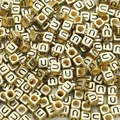 Golden acrylic square beads with letter U for DIY jewelry necklace and bracelet making - Letter U / 6x6mm (50 Pieces/Pack)