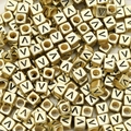Golden 6mm square acrylic letter V beads for DIY jewelry making and handmade crafts - Letter V / 6x6mm (50 Pieces/Pack)