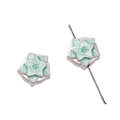 DIY star tulip bead in silver alloy with light green enamel finish and hole detail - 13mm / Green Star Flower