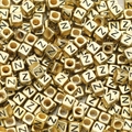 Golden 6mm acrylic cube letter Z bead with black uppercase print for DIY jewelry making - Letter Z / 6x6mm (50 Pieces/Pack)