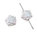 Blue and white enamel flower spacer bead for DIY jewelry making star tulip design - 13mm / Pink Blue Star Flower