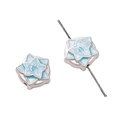 Blue tulip enamel bead in silver alloy finish for DIY handmade jewelry and bracelets - 13mm / Blue Star Flower