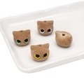 Brown flocked cat head charms for DIY jewelry making with realistic bead texture - 19x17mm / 1 Piece Pack / Brown