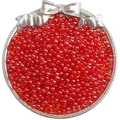 Vibrant red 4mm glass seed beads for DIY jewelry making displayed on a silver tray - 4mm (10g/Pack) / Lustre Bright Red