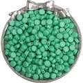 Perles en acrylique vert menthe mat 4x7mm, rondes et plates pour création de bijoux - 50 Pcs/Paquet / Vert Paon