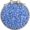 Perles en acrylique rondes plates bleu clair mat pour bijoux DIY sur plateau argenté - 50 Pcs/Paquet / Bleu
