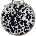 Mélange de perles en verre noir et blanc en forme de donut pour bijoux DIY - 4mm Trou Env. 0.5mm 10g/Paquet Env. 110pcs / Noir et Blanc