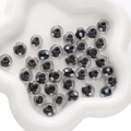 Cuentas de vidrio negras hechas a mano con ondas blancas y agujero de 12x8mm para DIY - 1 Pieza por Paquete / Negro Floral (12x8mm)
