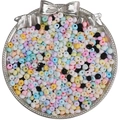 Perles de verre mates multicolores dans un plateau argenté pour bijoux DIY - 4mm Trou Env. 0.5mm 10g/Paquet Env. 110pcs / Mélange Aléatoire