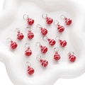 Set of 15 red enamel Christmas ball charms with white wave patterns for DIY jewelry - Red Bulb Style (#02) / 1 Piece/Pack (9x15mm) / Red