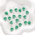 Green Christmas glove charms with white snowflake pattern for DIY jewelry making - Green Snowflake Christmas Glove Style (#05)