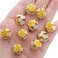 Golden hollow floral bead with yellow and white enamel for DIY jewelry making - 14mm (5 Pieces/Pack) / Gold Yellow
