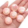 Iridescent pink tulip flower acrylic beads for handmade DIY jewelry making - 2 Pieces/Pack (Approx. 2mm Hole) / Orange Pink - Round Disc / 25mm