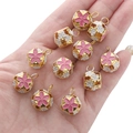 Pink and white cherry blossom metal charms for DIY jewelry making and phone straps - 14mm (5 Pieces/Pack) / Pink